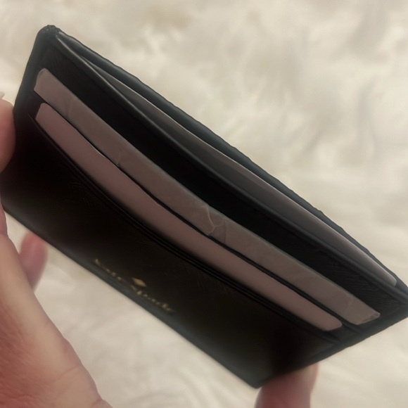 Kate Spade Greta Court Graham Black Glitter Card Holder Wallet - Picture 5 of 5